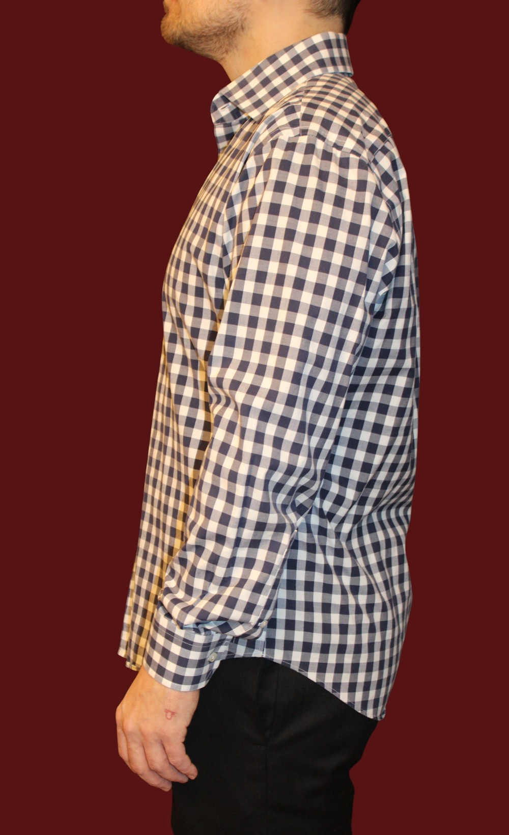 Caliber Men's Blue and White Plaid Button Down (Sz M)