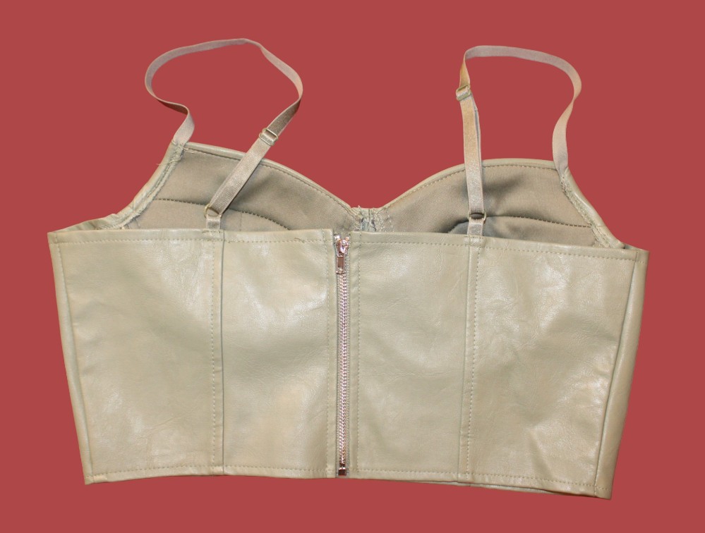 Haute Monde Olive Green Faux Leather Bustier (Sz M)