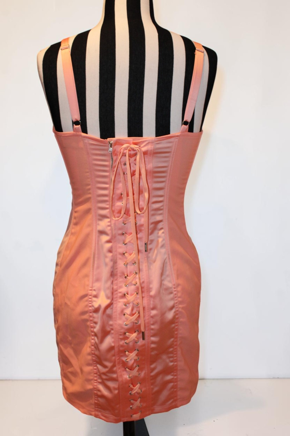 John Paul Gaultier Peach Iconic Cone Bra Satin Dress sz 40