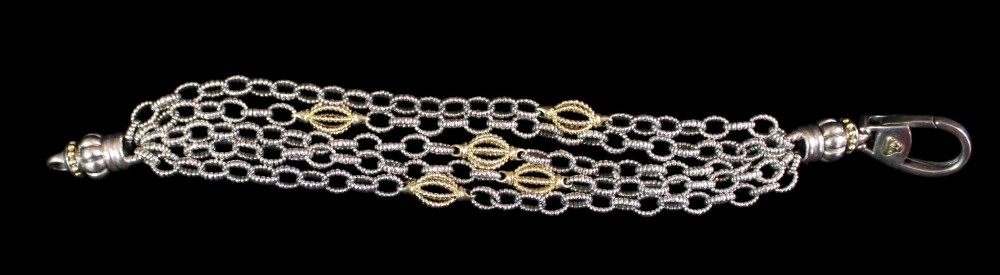 Lagos Caviar Six Row Mixed Link Bracelet w 18k Gold