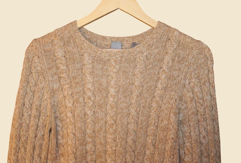 Cullen 100% Cashmere Tan Cable Knit Sweater (Sz M)