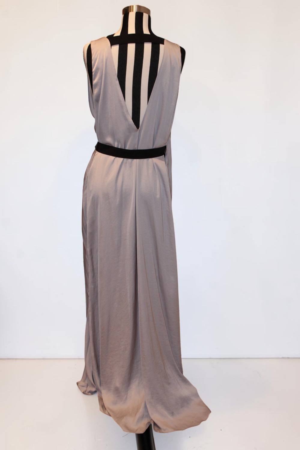 L'Agence Helene Maxi Dress Violet Silver Pleats sz S