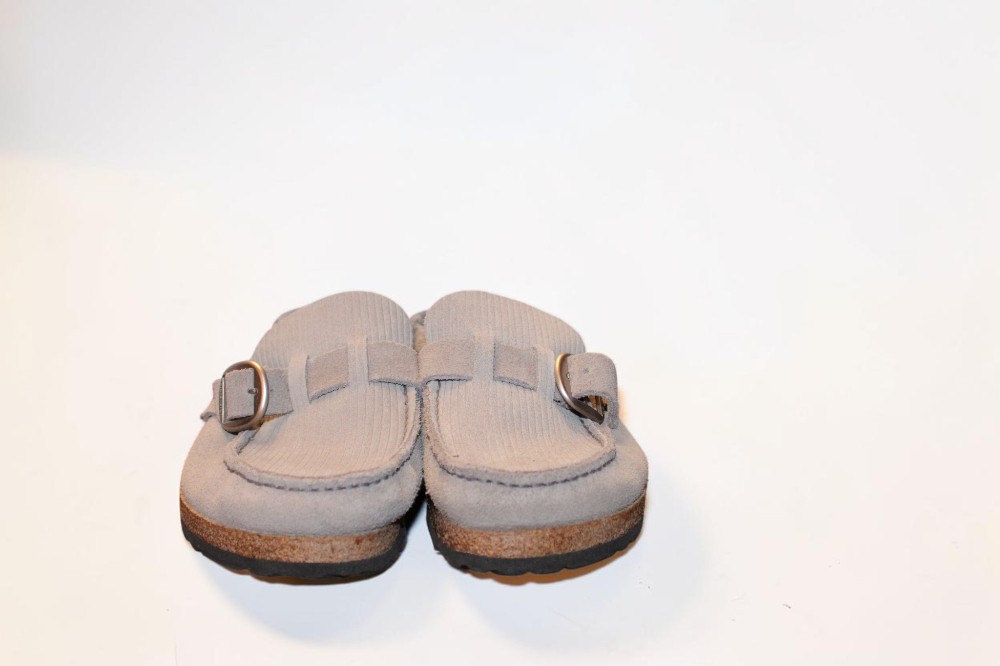 Birkenstock Buckley Gray Suede Leather Mule Slip on Shoes Sz 36