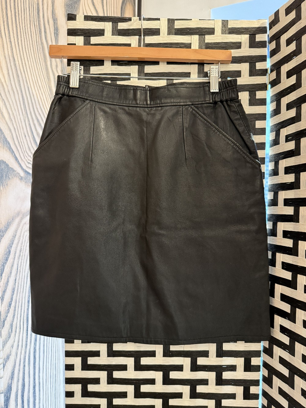 Vintage Black Leather Skirt sz XS