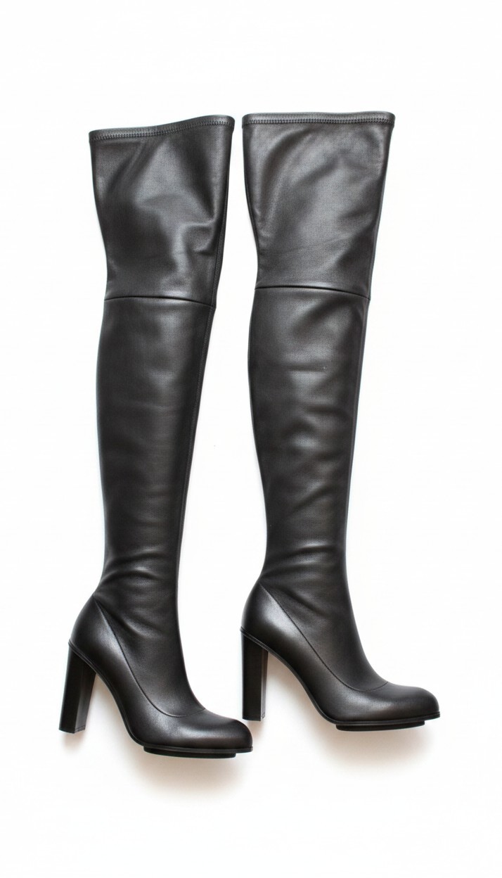 Rare Alexander McQueen Napa Black Leather Thigh High sz 40
