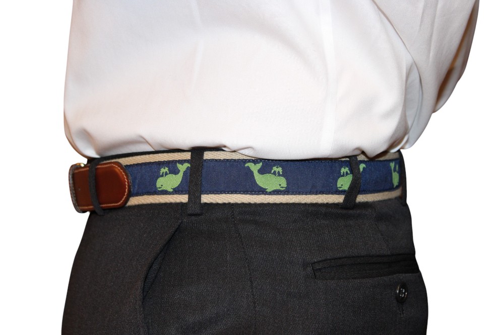 Brooks Brothers Green Whale Belt (Sz 38)