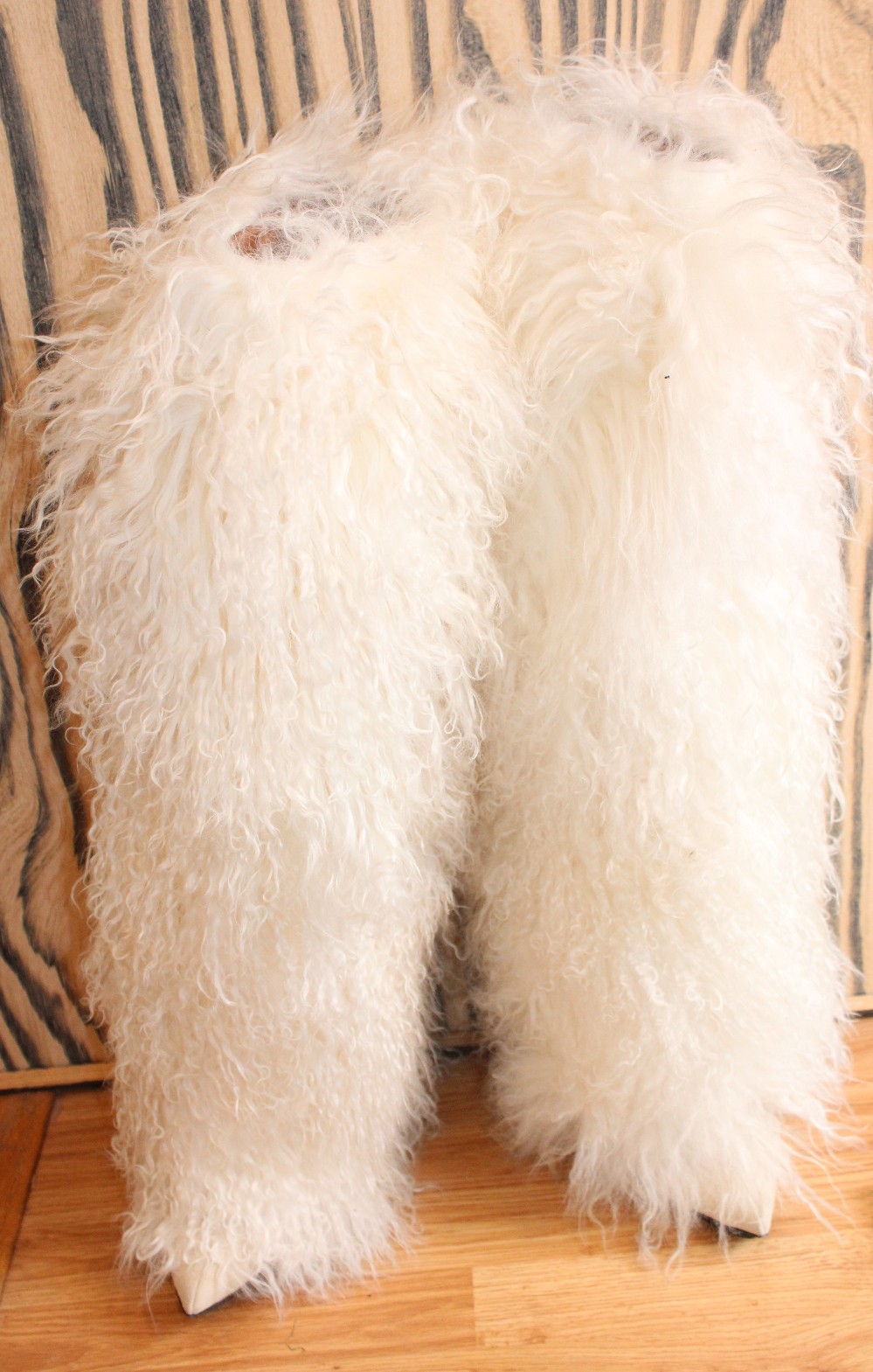Paris Texas Furry Stiletto Boots Mongolian Fur sz 40