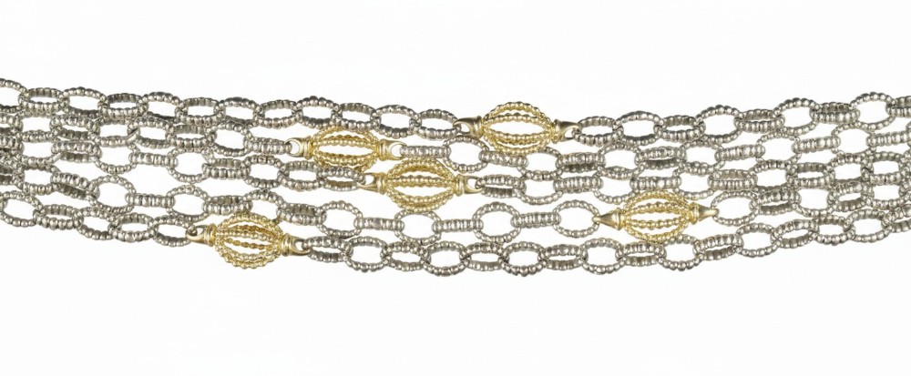 Lagos Caviar Six Row Mixed Link Bracelet w 18k Gold