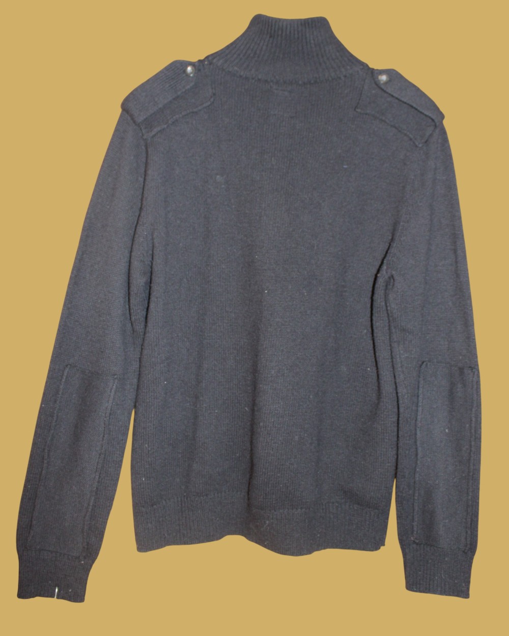 Gap Men's Black Sweater 1/4 Button High Neck Wool (Sz S/M)