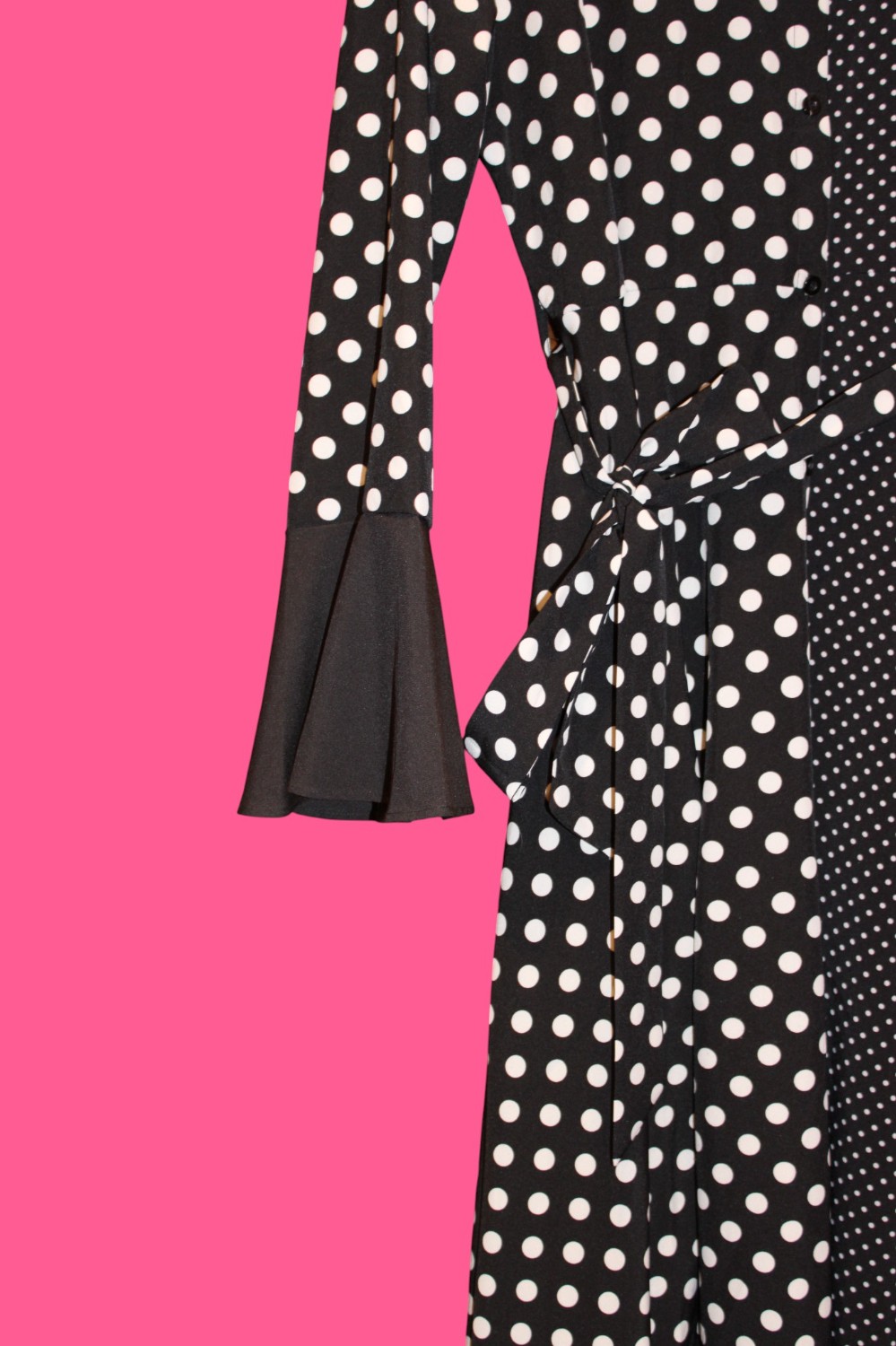 FT Inc Black and White Polka Dot Wrap Maxi Dress (Sz XL)