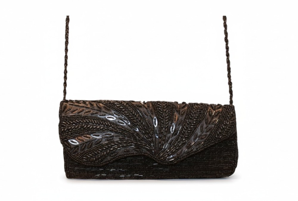 Bijoux Terner Black Sequin Beaded Purse