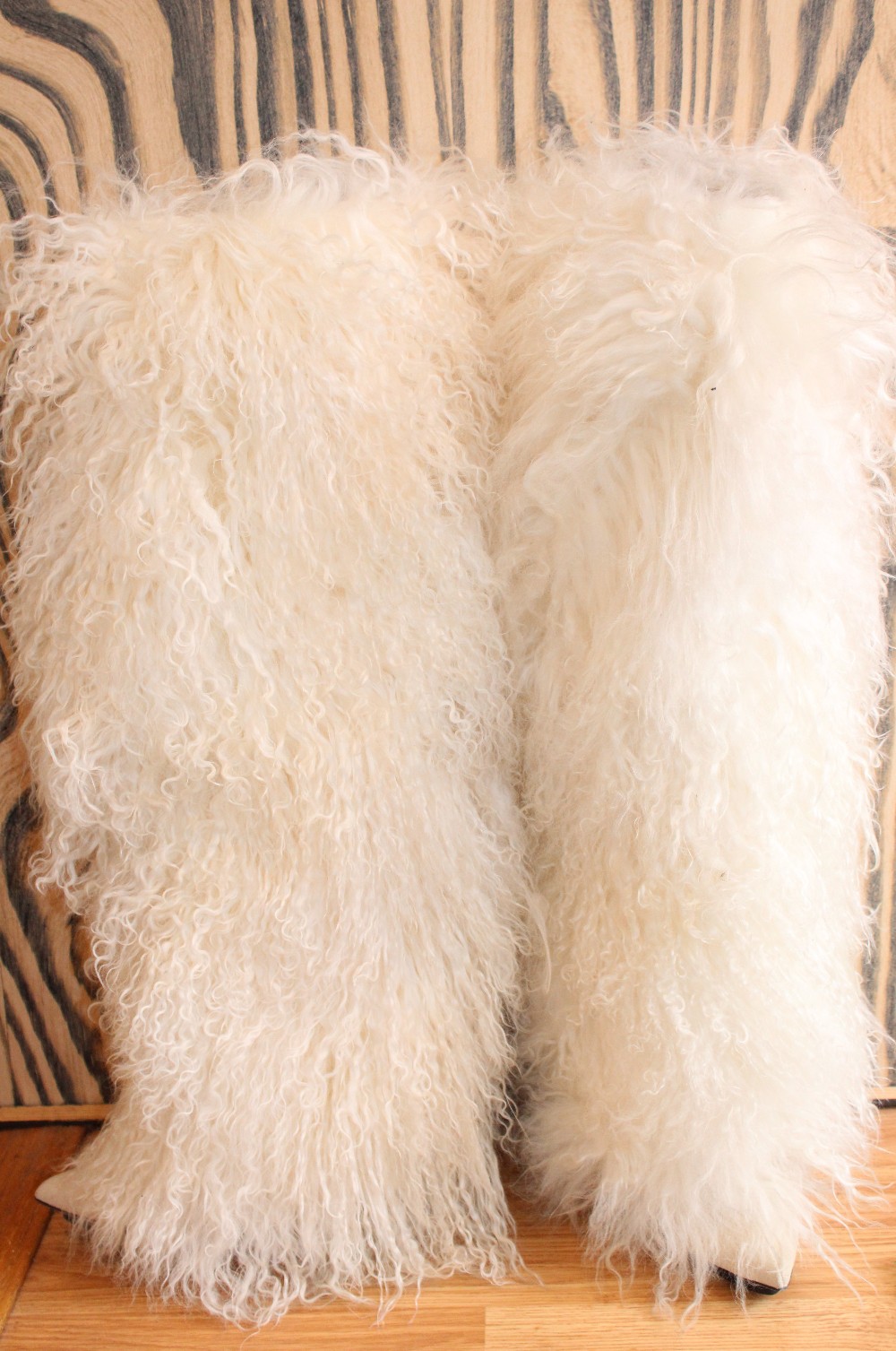 Paris Texas Furry Stiletto Boots Mongolian Fur sz 40