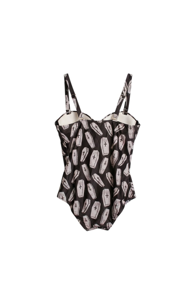 NWT Sourpuss Black Coffin Bathing Suit sz XL