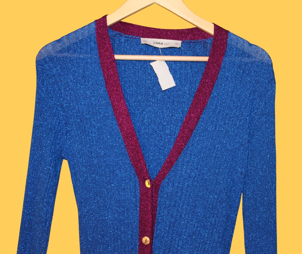 Zara Long Metallic Knit Dress (Sz L)