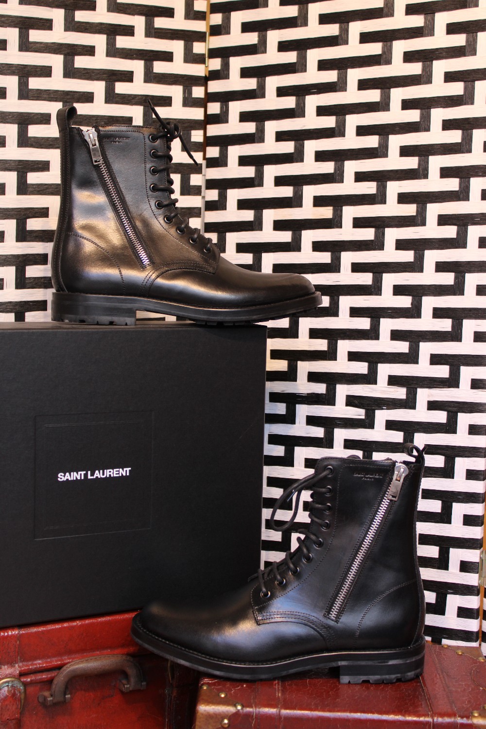 Saint Laurent Zip Accented Combat Boot (Sz 43.5 / 10.5)