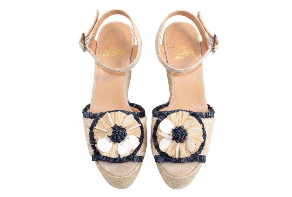 Castaner Canvas Wedge w Floral Detail (Sz 10)