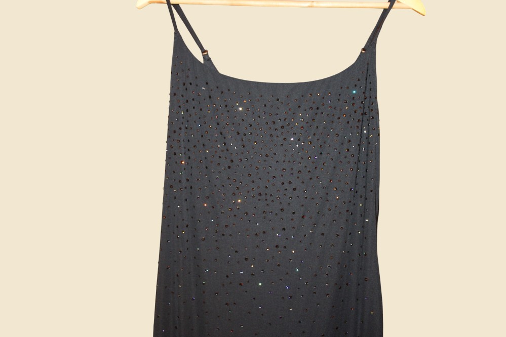 Rare Skims Swarovski Black Cami Maxi Dress (Sz XL)