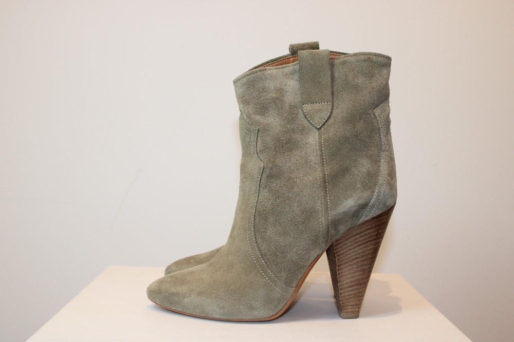 Isabel Marant Etoile Moss Suede Leather Western Boot sz 37