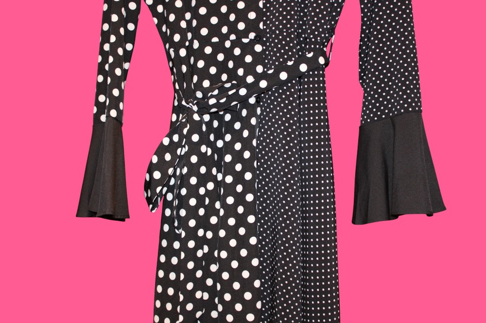 FT Inc Black and White Polka Dot Wrap Maxi Dress (Sz XL)