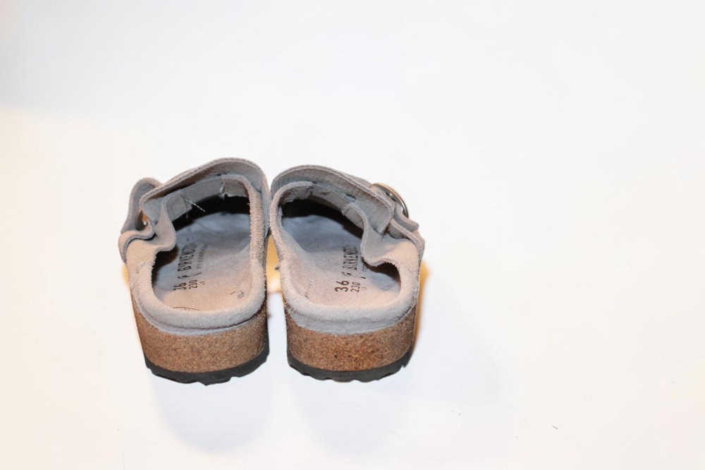 Birkenstock Buckley Gray Suede Leather Mule Slip on Shoes Sz 36