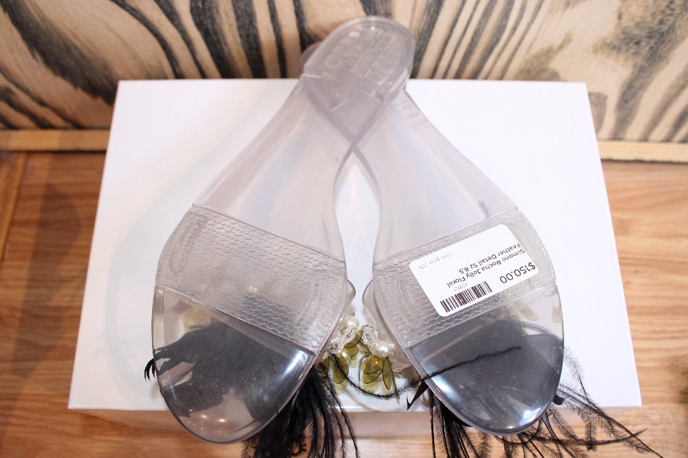 Simone Rocha Jelly Floral Feather Slip Ons Detail Sz 8.5