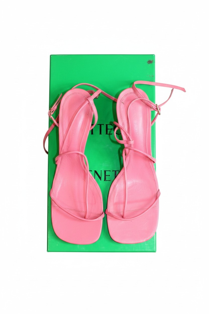 Bottega Veneta Laminated Calfskin Barely There Strap Sandal