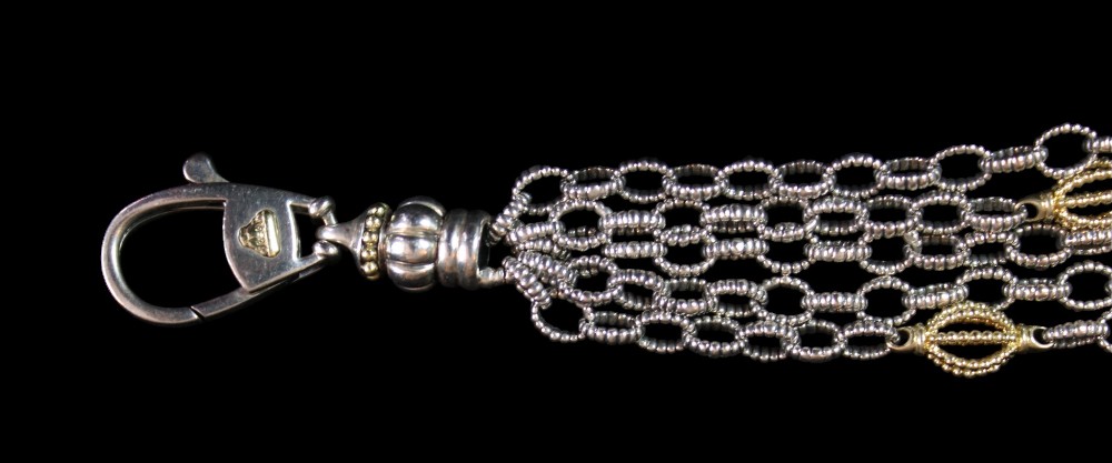 Lagos Caviar Six Row Mixed Link Bracelet w 18k Gold