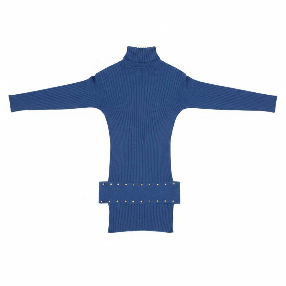 No Tag Royal Blue Ribbed Belted Turtleneck Sweater sz S