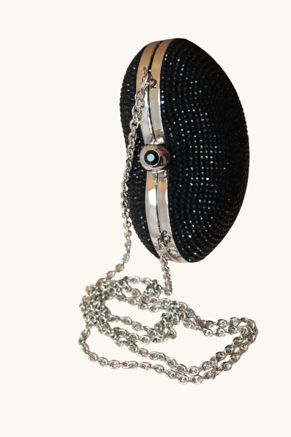 Mach & Mach Black Crystal Heart Clutch