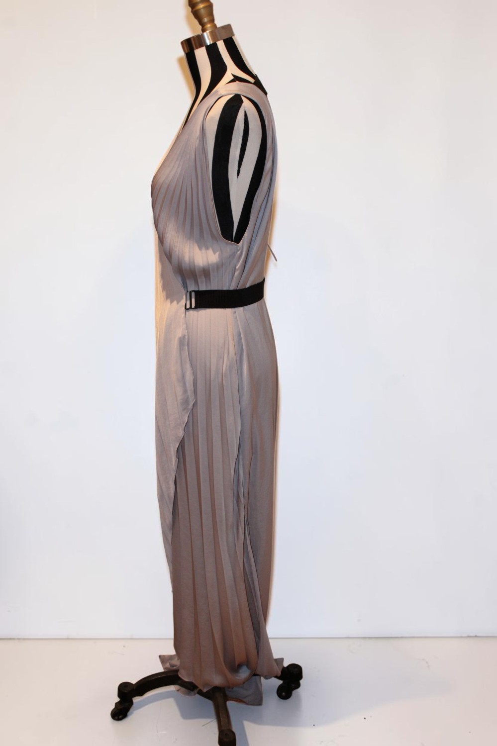 L'Agence Helene Maxi Dress Violet Silver Pleats sz S