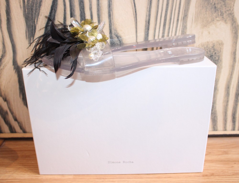 Simone Rocha Jelly Floral Feather Slip Ons Detail Sz 8.5