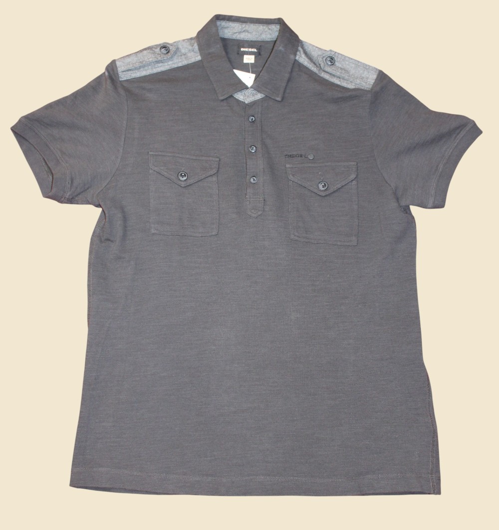Diesel Men's Grey Short Sleeve Polo (Sz M)