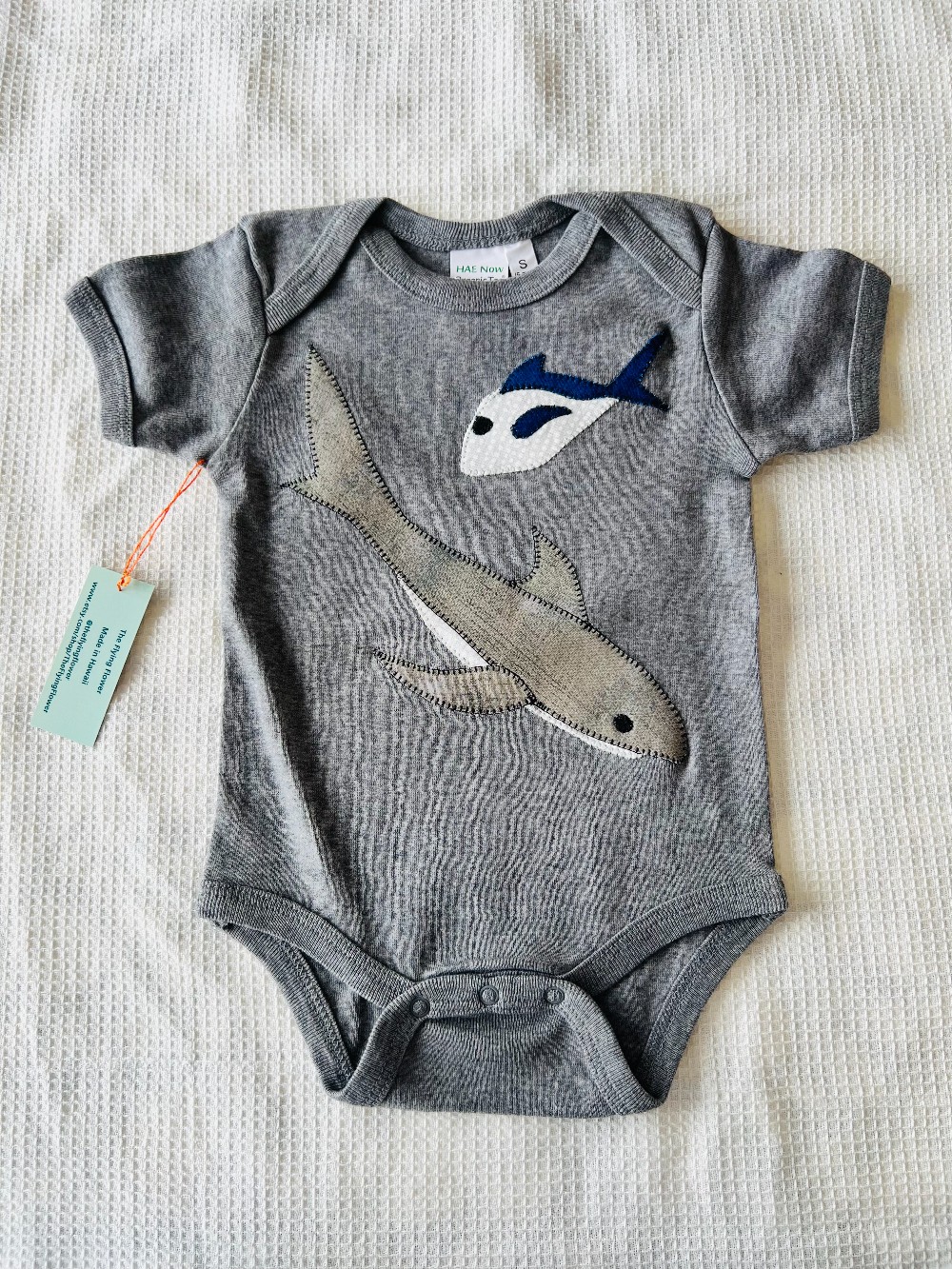 6 Month - Fishes Onesie (Gray)