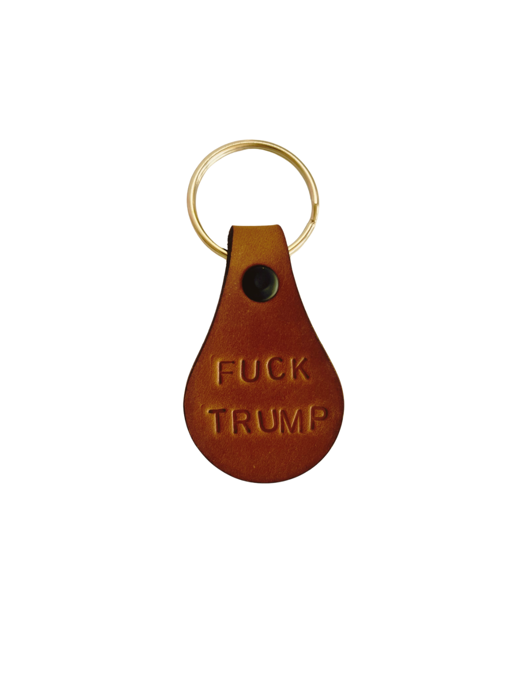 FUCK TRUMP Dark Leather Keychain