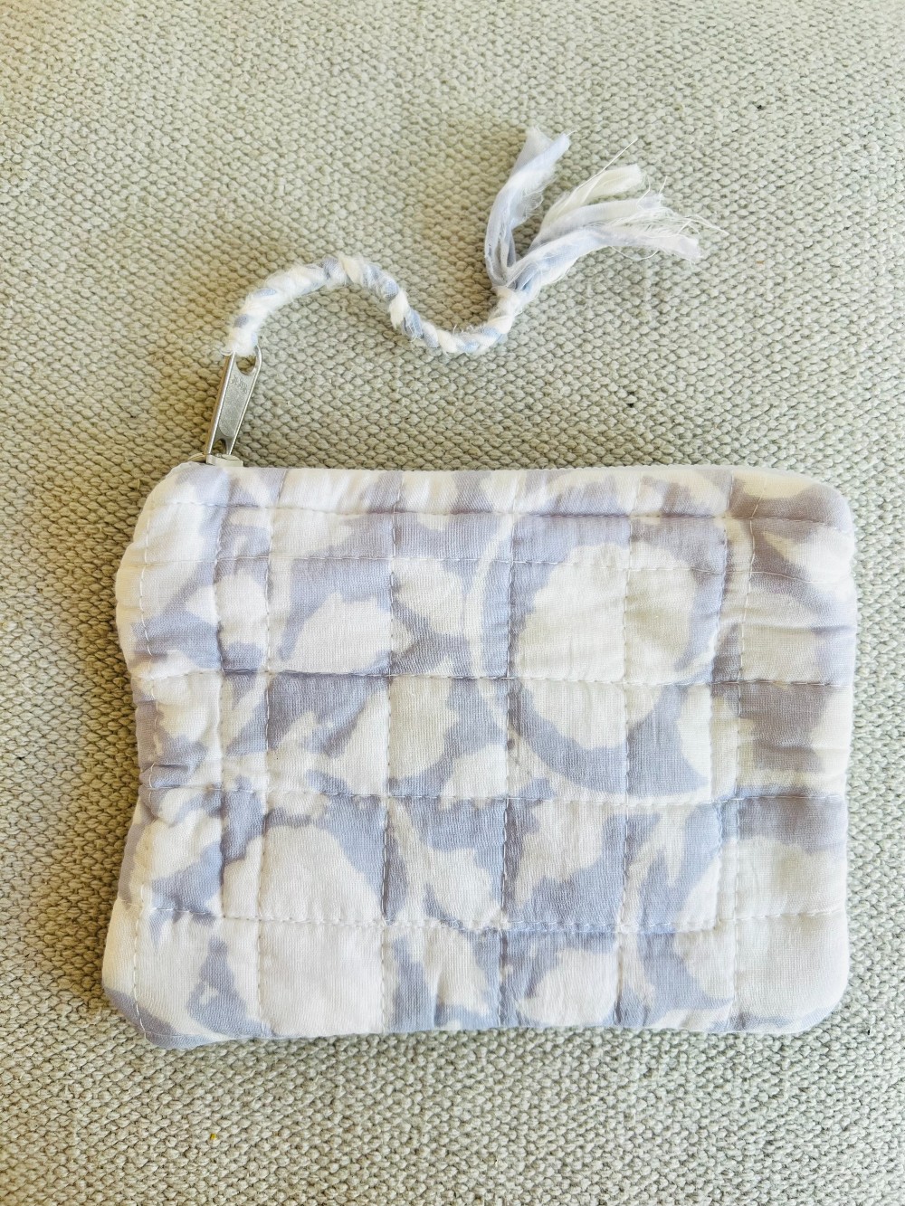 Quilted Pouch - Pale Blue Floral