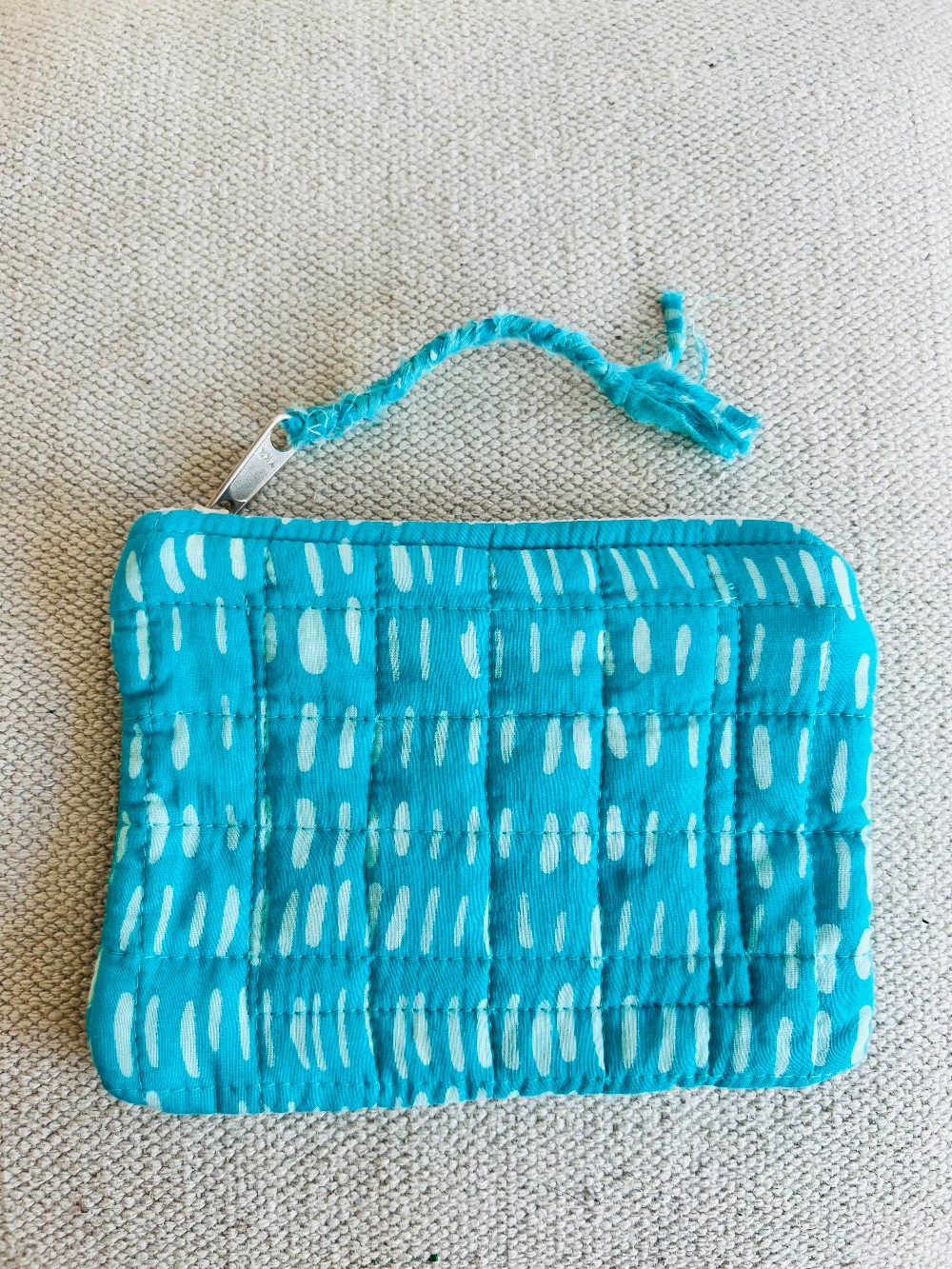 Quilted Pouch - Teal Dash