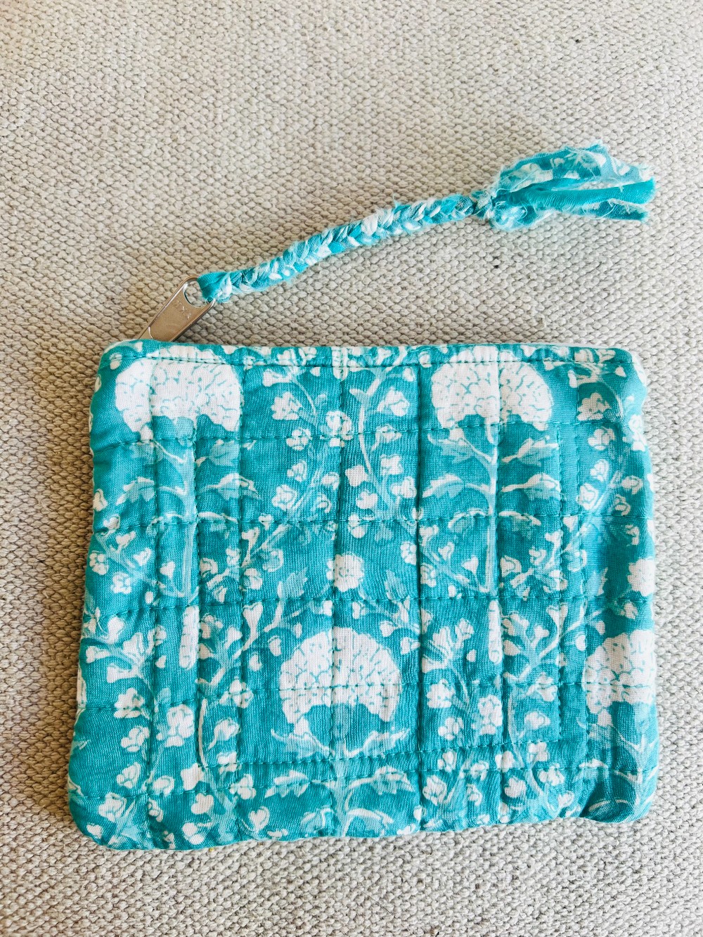 Quilted Pouch - Teal Dandelion