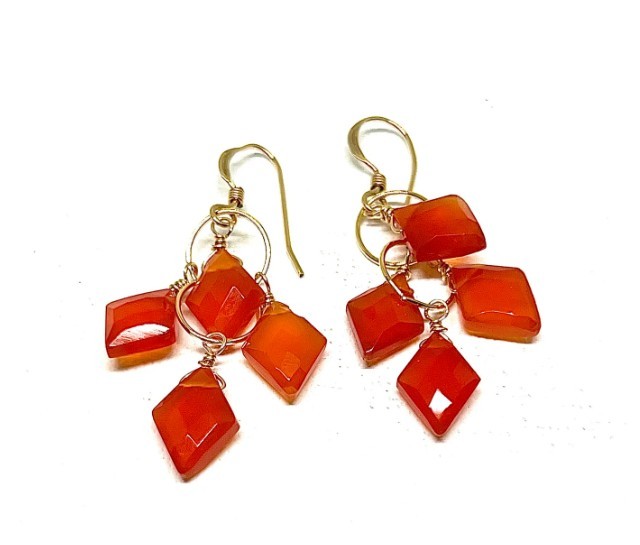 Hook Earrings - Carnelian Cluster