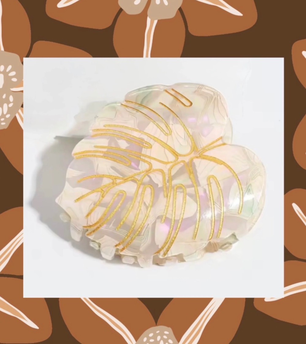 Monstera Gold Claw Clip