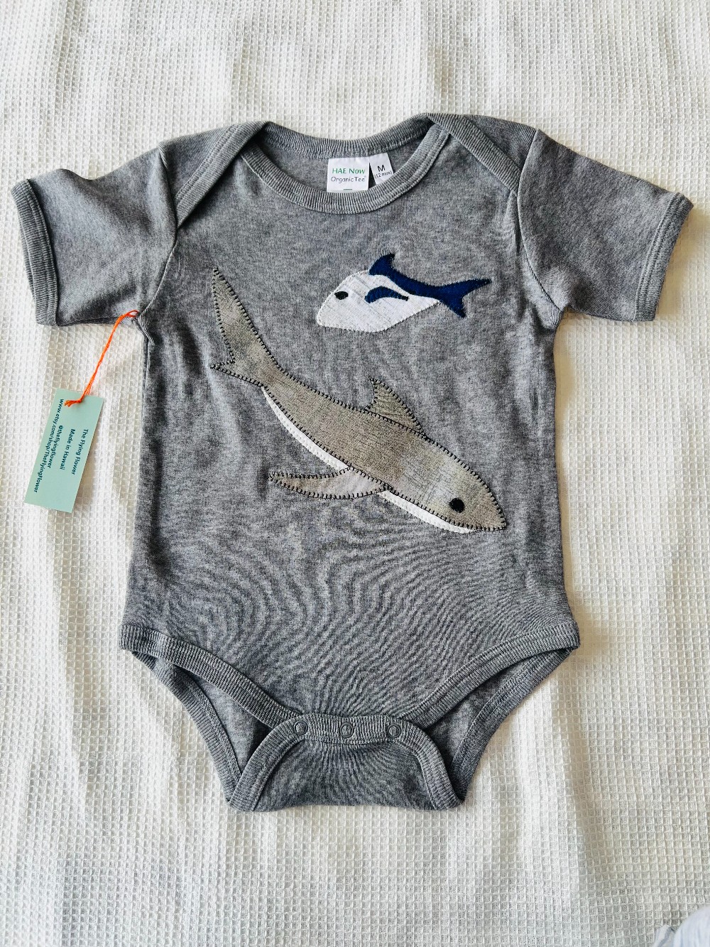 12 Month - Fishes Onesie (Gray)