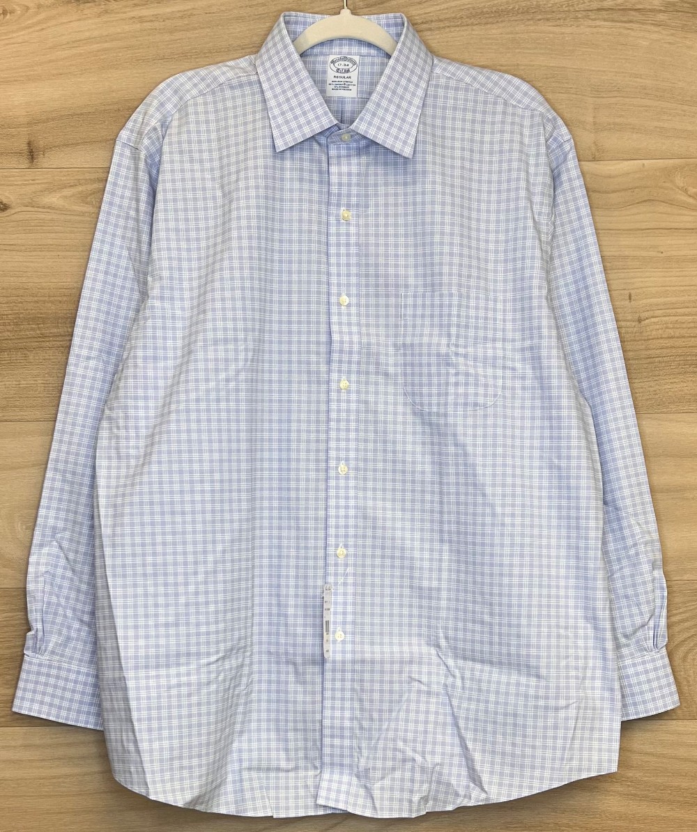 H Chemise Brooks Brothers (XL) carreaux bleu pâle et blanc