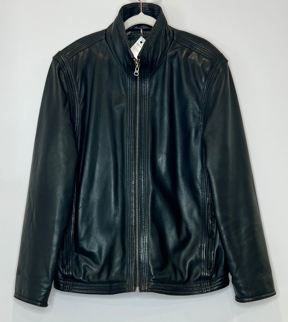 H Manteau SLY & CO (L) noir (cuir véritable)