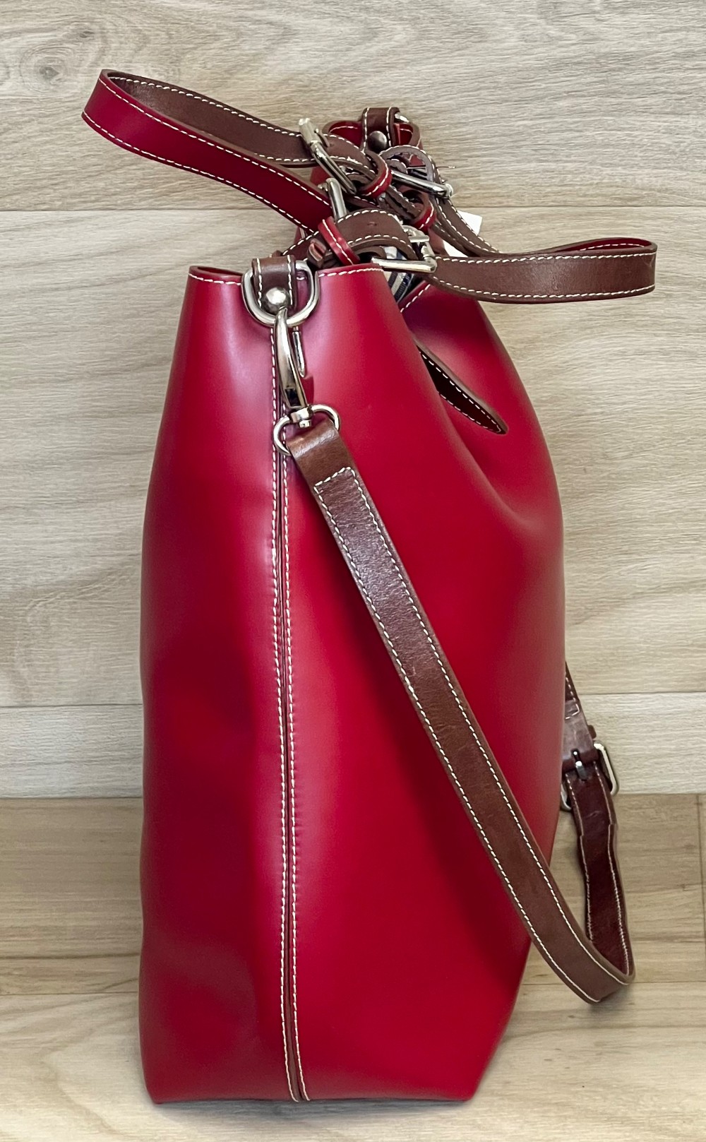 Sac Nardelli Rouge et Brune Cuir Véritable