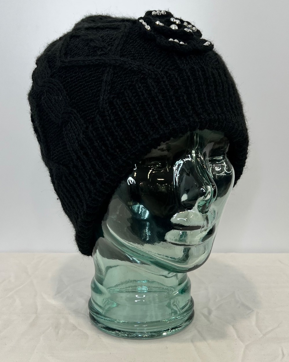 Tuque Grenier Noir (Fleur Avec Brillant)