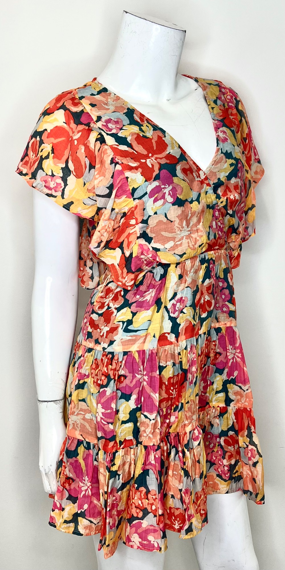 Robe MinkPink (XS) Orange Rose Jaune Fleurie