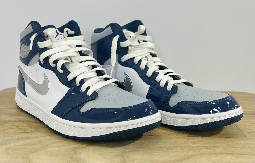 H Espadrilles Nike Air Jordan 1 High Golf (9.5) bleu et blanc