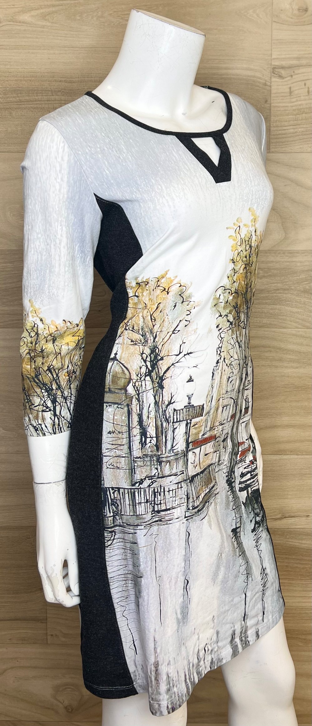 Robe Dolcezza (S/M) Gris, Brun Motif Ville