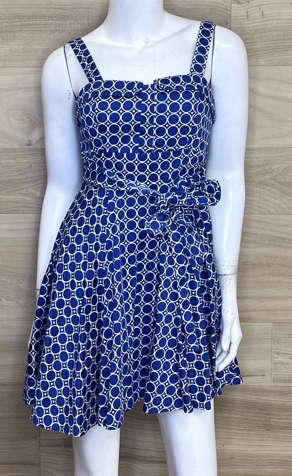 Robe Ixia (XS) bleu avec cercles blancs