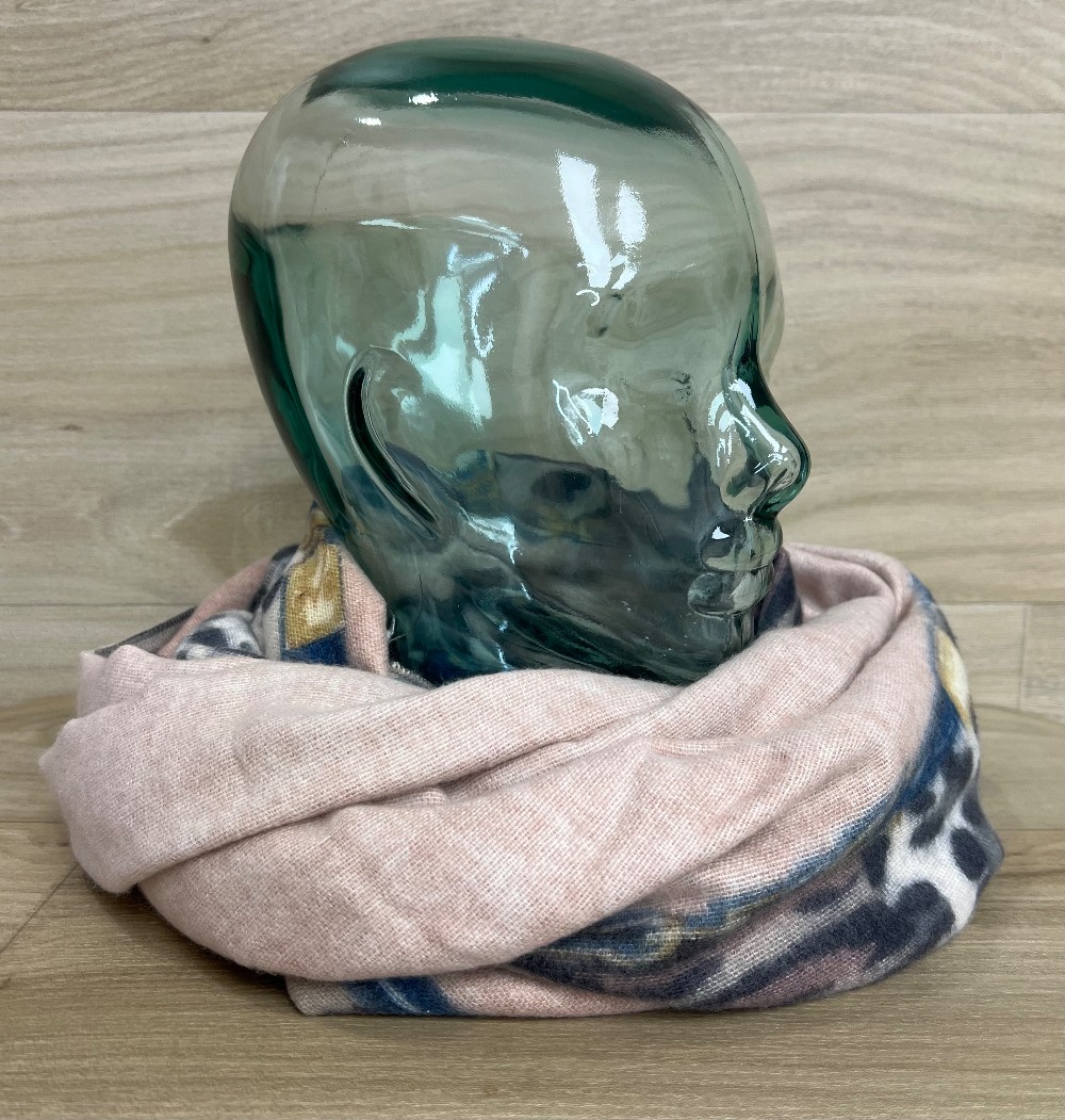 Foulard Sans Marque (TU) Vieux Rose Bordure Leopard