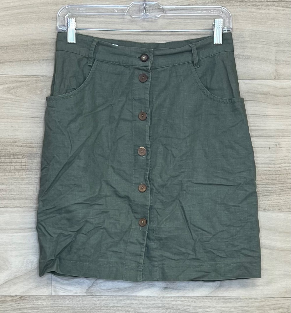Jupe Mexx (S) Verte boutons brun (lin)